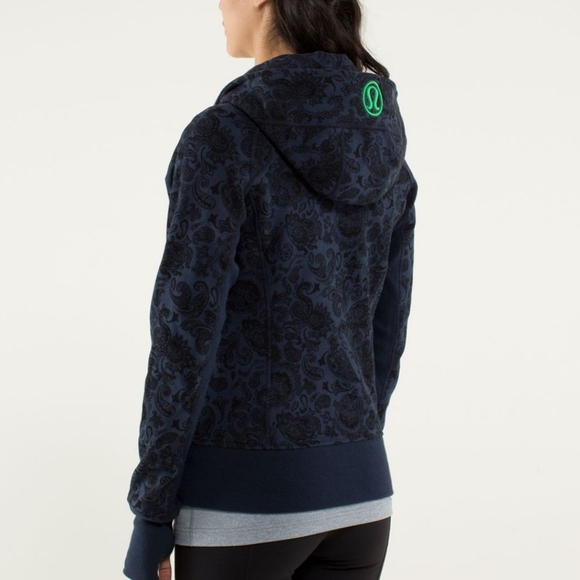 Lululemon Scuba Hoodie *Stretch (Lined Hood) Paisley Inkwell Blue Size 6 Zipper - Picture 2 of 11